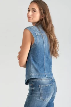 Le Temps des Cerises Veste Sans Manches Galinat En Jeans Bleu-Femme Chemises Et Vestes