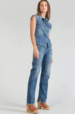 Le Temps des Cerises Veste Sans Manches Galinat En Jeans Bleu-Femme Chemises Et Vestes