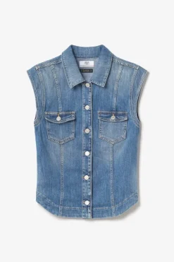 Le Temps des Cerises Veste Sans Manches Galinat En Jeans Bleu-Femme Chemises Et Vestes