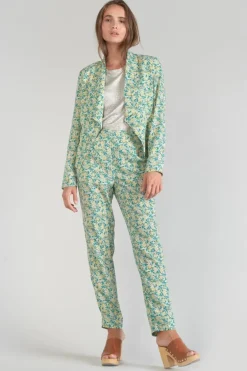 Le Temps des Cerises Veste Tasha A Motif Fleuri Vert Et Bleu-Femme Vestes & Blousons